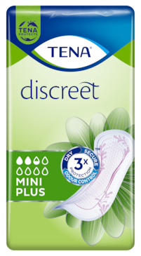 TENA Discreet Mini Plus | Compresas discretas y seguras para la incontinencia femenina