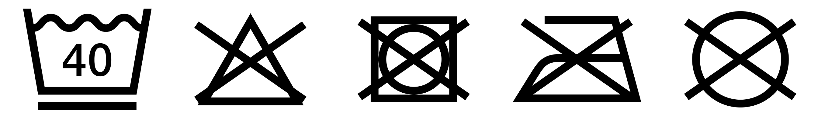 Symboler för skötselråden för de tvättbara boxershortsen för män från TENA.