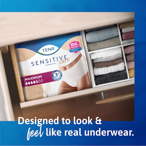 TENA Sensitive care underwear are designed to look and feel like real underwear