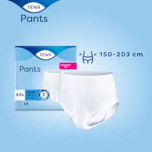 TENA Pants Bariatric Plus er utformet for overvektige brukere med midjestørrelse mellom 150 og 200 cm