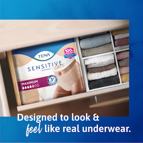 TENA Sensitive care underwear are designed to look and feel like real underwear