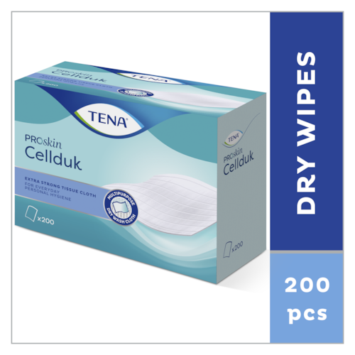 TENA ProSkin Cellduk – perinteinen pesulappu, joka sopii mainiosti inkontinenssin hoitoon tai koko kehon puhdistamiseen