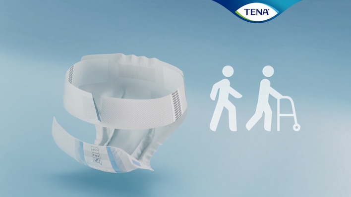 Kaip naudotis „TENA Flex“ sauskelnėmis stovint