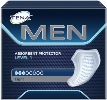 TENA Men Absorbent Protector Level 1 -skydden – säkra, absorberande skydd för män med små urinläckage och inkontinens