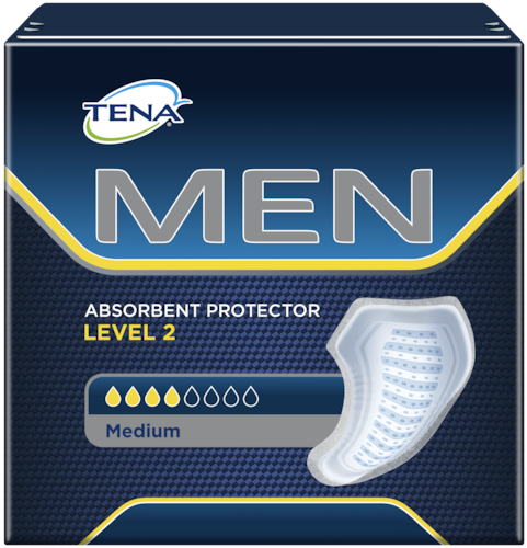 Vpojna predloga TENA MEN Level 2 – zaščita za moške za srednje močno ali zmerno uhajanje urina.