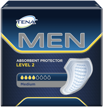 TENA MEN Medium - wkładki męskie dla codziennej ochrony i zachowania higieny przy lekkim stopniu nietrzymania moczu u mężczyzn. Dyskretne i łatwe w użyciu, wystarczy przykleić wkładkę do własnej bielizny