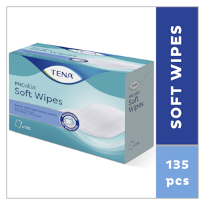 Jemné mycí utěrky TENA Soft Wipes šetrné a měkké suché utěrky pro dospělé