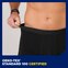 Close up of half of the lower body of a man seen from front wearing the TENA Men washable underwear. The caption at the bottom says "Oeko-Tex® Standard 100 Certified".