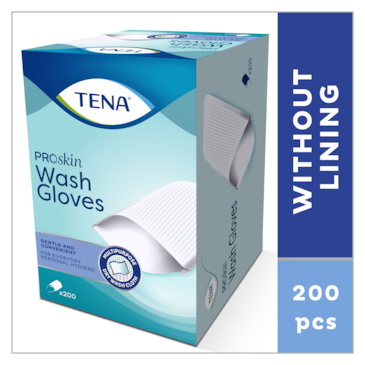 TENA Wash Gloves ProSkin | Gant de toilette sec non plastifié pour la toilette corporelle quotidienne