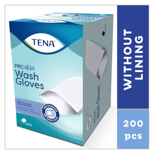 TENA ProSkin Tvätthandske | Torr tvätthandske utan foder för daglig kroppsrengöring