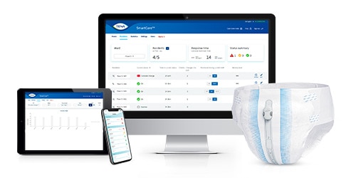 The TENA SmartCare Change Indicator is one of TENA’s digital health solutions. It lets caregivers know when it is time to change incontinence products