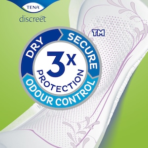 TENA Discreet antaa kolmitehoisen suojan ohivuotoja, hajuja ja kosteaa tunnetta vastaan