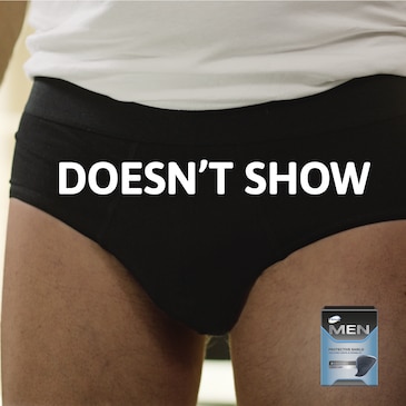 TENA Men Protective shield does not show  and are almost invisible in your boxers