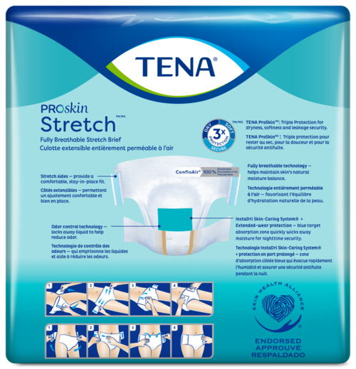 TENA Proskin Night Tape Adult Diaper M Secure Maxi For Sensitive Skin.  Absorbs All Dry Soft And Comfortable.