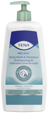 Shampooing et nettoyeur pour le corps TENA ProSkin au parfum frais | Shampooing et gel pour le corps deux en un