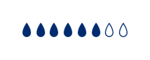 Icon illustrating six drops out of eight
