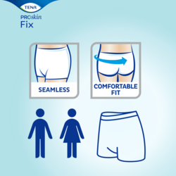 Fixačné nohavičky TENA Fix sú bezšvové a pohodlné, navrhnuté pre ženy aj mužov.