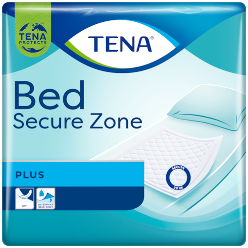 TENA Bed Secure Zone Plus | Delikatne dla skóry podkłady na łóżko do stosowania w nietrzymaniu moczu
