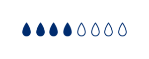 Icon illustrating four drops out of eight