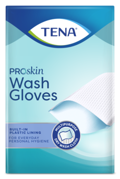 Umývacie rukavice TENA Wash Gloves s výstelkou - Jemná nevlhčená rukavica pre každodenné umývanie