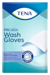 TENA Wash Gloves plastifiés | Gant sec doux pour la toilette quotidienne