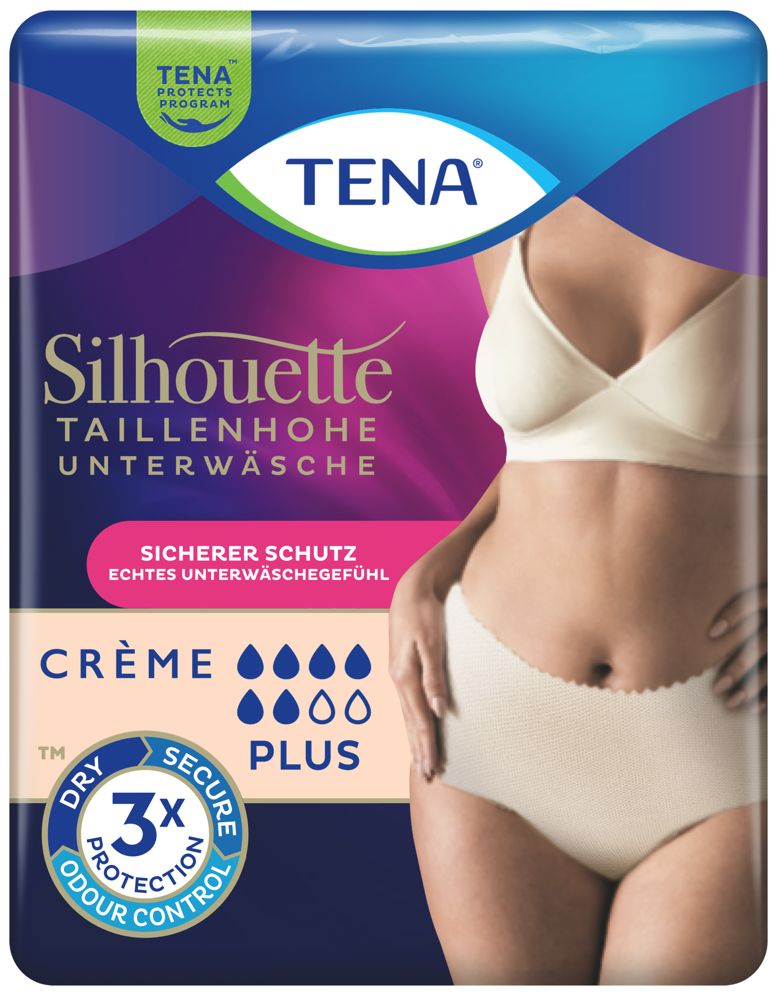 TENA Silhouette Plus Crème | Taillenhohe Unterwäsche zum Schutz bei Blasenschwäche