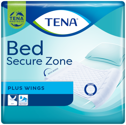 TENA Bed Secure Zone Plus Wings | Protetor para Cama para Incontinência de Confiança