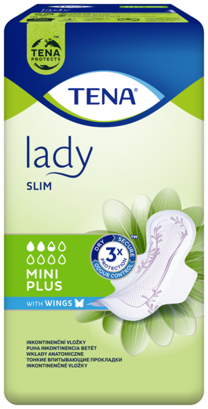 TENA Lady Slim Mini Plus Wings | Diskretni in varni  ženski vložki s krilci za inkontinenco 