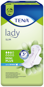 TENA Lady Slim Mini Plus Wings | Diszkrét és biztonságos szárnyas inkontinenciabetét hölgyeknek