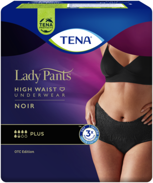 TENA Lady Pants — впитывающие трусы для женщин для защиты при недержании с высокой посадкой в черном цвете