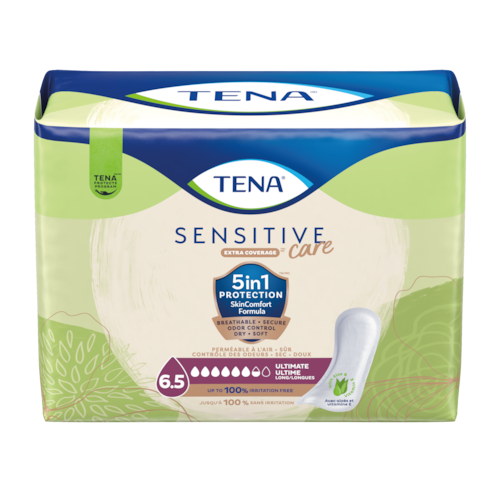 Pack shot of TENA Sensitive Care Extra Coverage Ultimate Pad