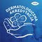 Dłoń trzymająca kwiat z napisem "Dermatologiczna Akredytacja" na niebieskim tle, logo TENA w rogu.