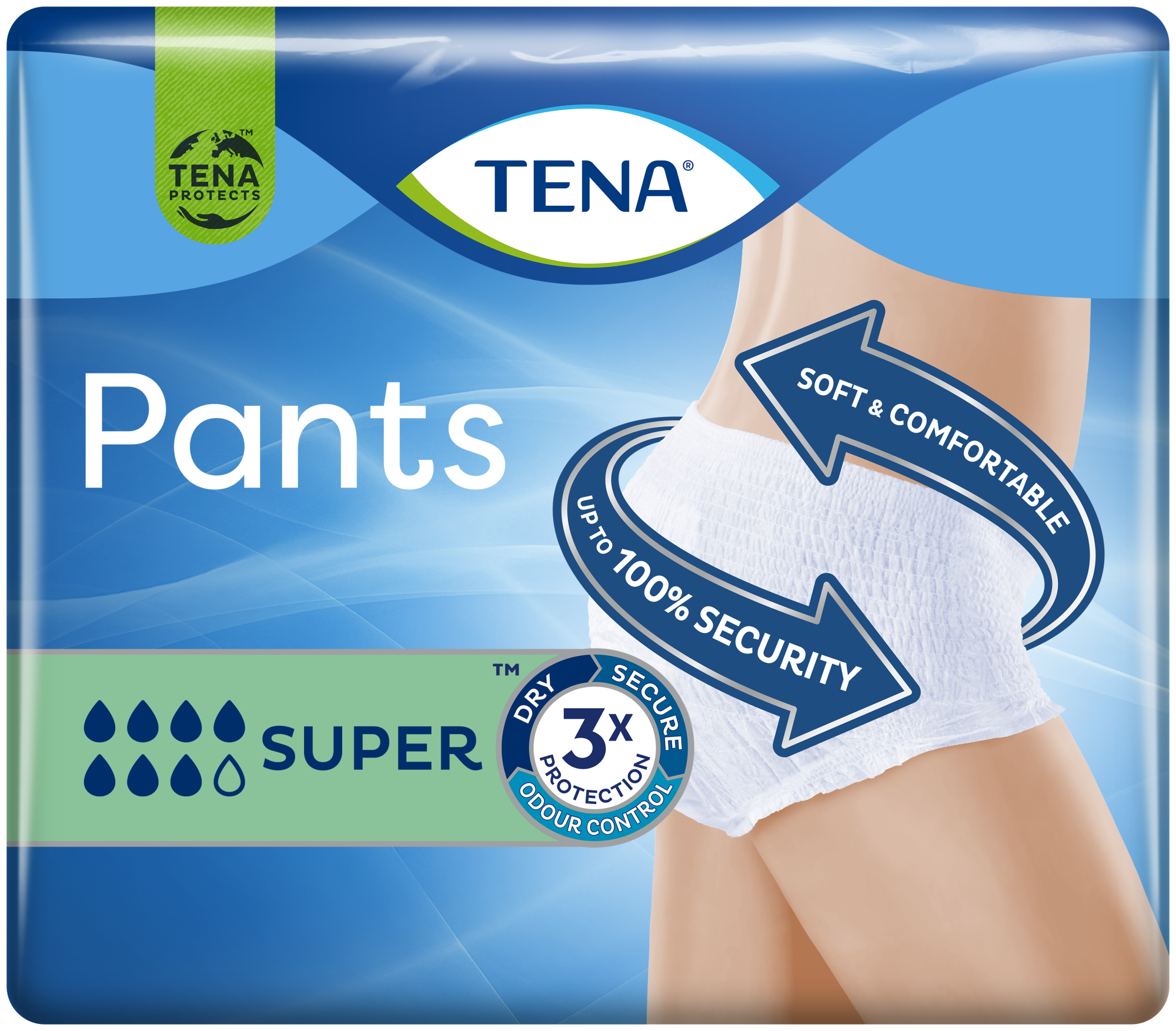 TENA Pants Super  Cuecas para incontinência suaves e super absorventes