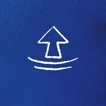 An image of an arrow pointing up on a blue background