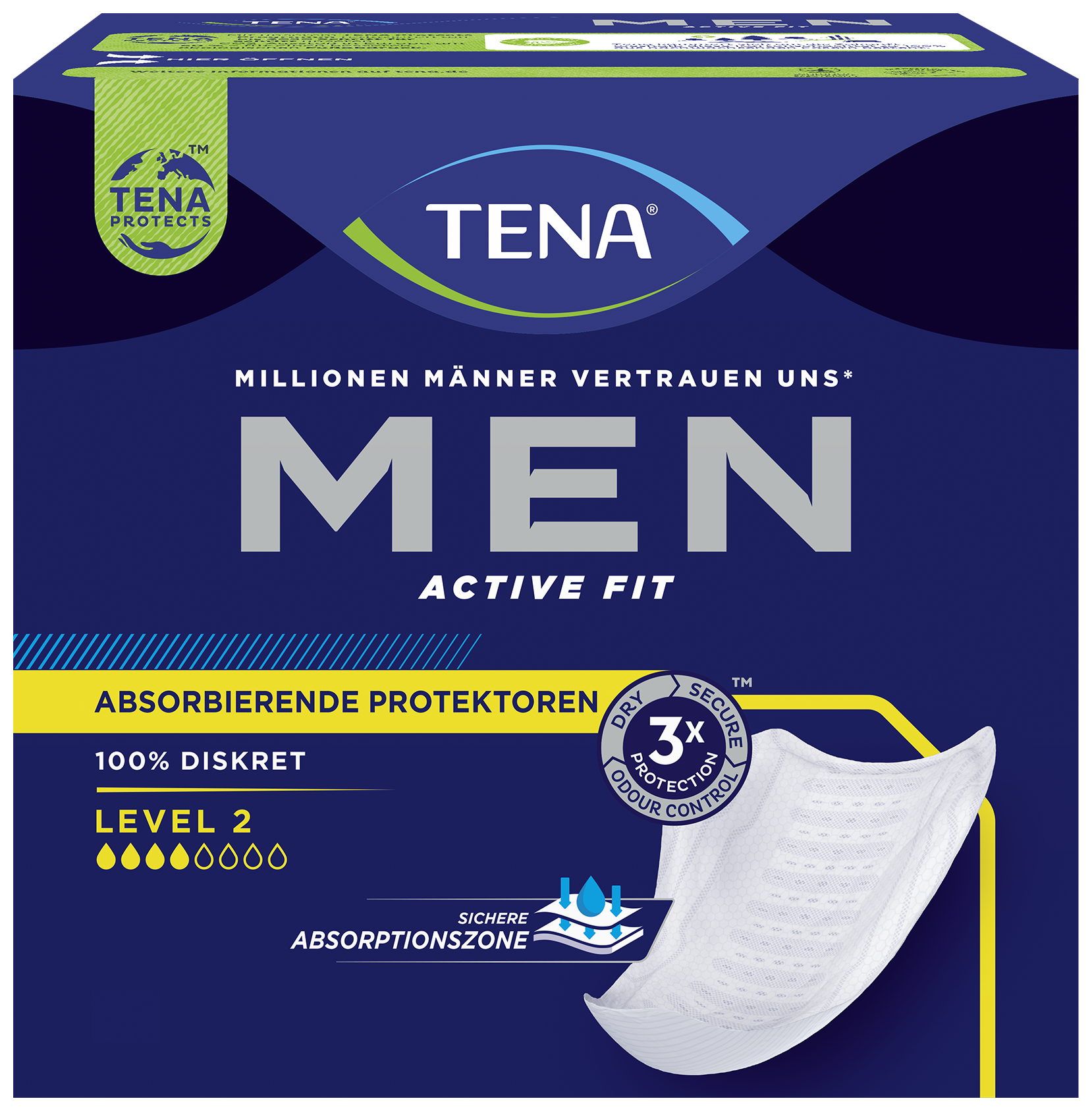 TENA Men Active Fit Absorbierende Protektoren Level 2 | Inkontinenzeinlage