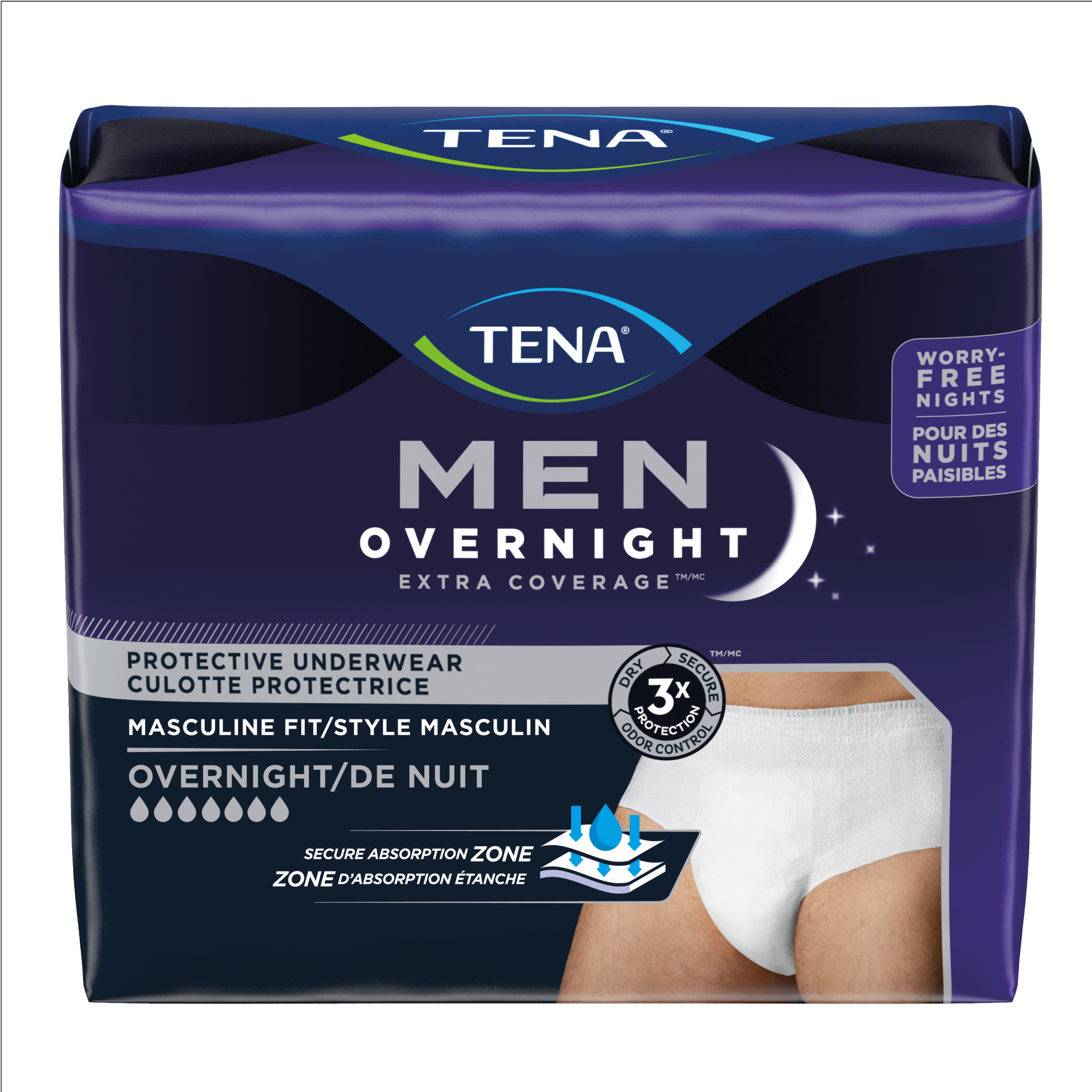 Culotte de nuit TENA Men Overnight Extra CoverageMC | Culotte d’incontinence