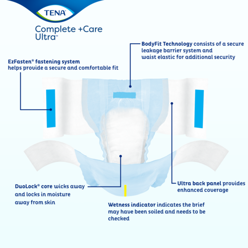Tena Complete +Care adult diaper with tabs