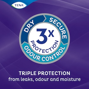 Protecție triplă împotriva scurgerilor, mirosurilor și umezelii cu chiloții pentru incontinență TENA