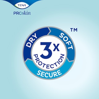 TENA Triple Protection for dryness, softness and leakage security to help maintain natural skin health