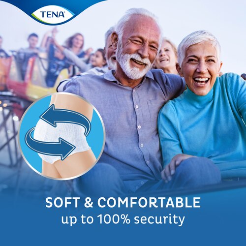 Soft and comfortable, up to 100% security for an active lifestyle with TENA Incontinence Pants