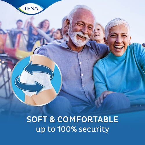 Suaves e confortáveis, até 100% de segurança para um estilo de vida ativo com as cuecas para incontinência da TENA