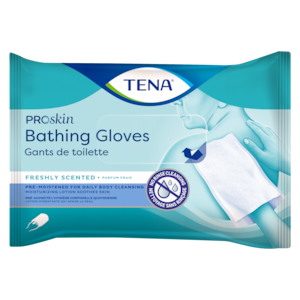 TENA ProSkin Bathing Gloves | Freshly scented pre-moistened glove