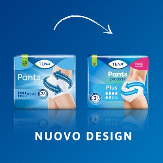 Nuovo design di TENA Pants protect+ rispetto al prodotto precedente - TENA