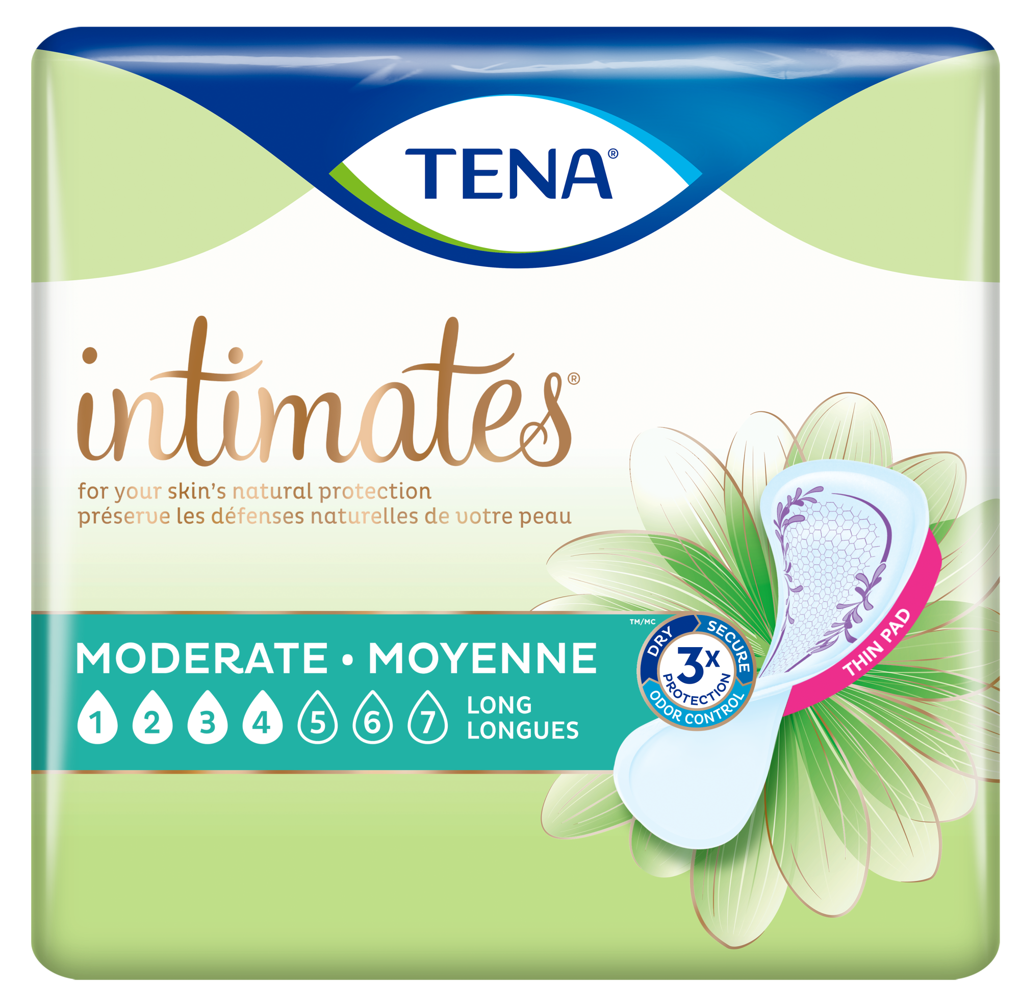 TENA Intimates à absorption moyenne mince longue | Serviette d’incontinence