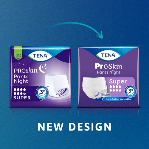 TENA ProSkin Pants Night with a new pack design.
