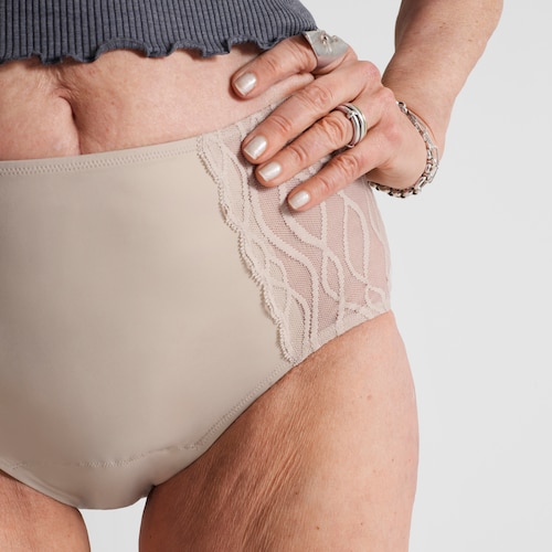 Leak-proof beige incontinence panties - machine washable and reusable
