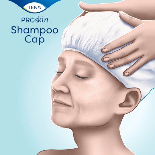 TENA ProSkin Shampoo Cap per una detersione delicata dei capelli nei soggetti allettati senza necessità di risciacquo 