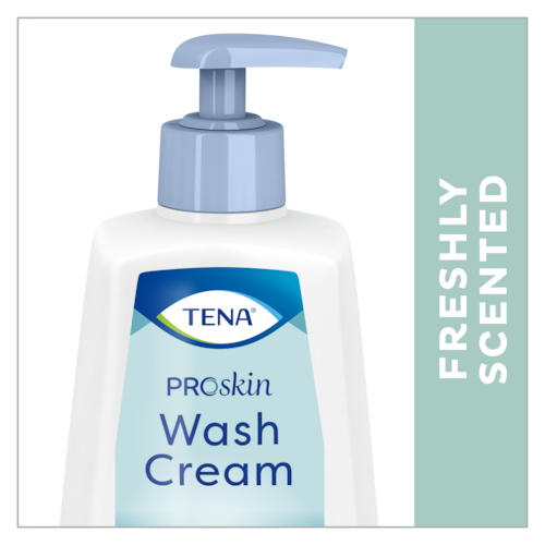 TENA ProSkin Wash Cream –- com perfume suave, é um creme de lavagem para a higiene diária nos cuidados da incontinência