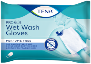 „TENA Wet Wash Gloves“ drėgnosios prausimo pirštinės  Prausimo pirštinė be kvapiųjų medžiagų