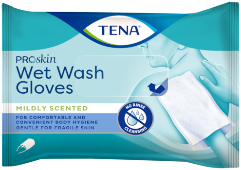 TENA ProSkin Wet Wash Gloves | Mildt parfymert rengjøringshanske